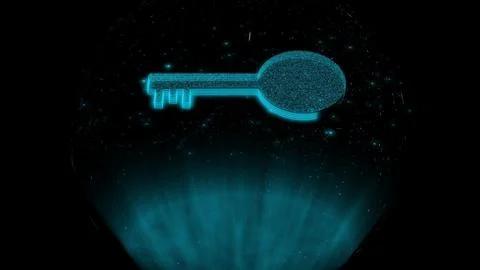 Futuristic glowing low polygonal pad lock key icon illustration background. Stock Illustration