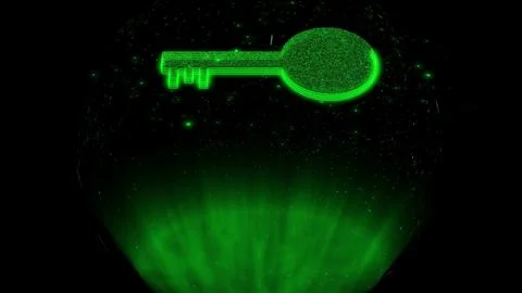 Futuristic glowing low polygonal pad lock key icon illustration background. Stock Illustration