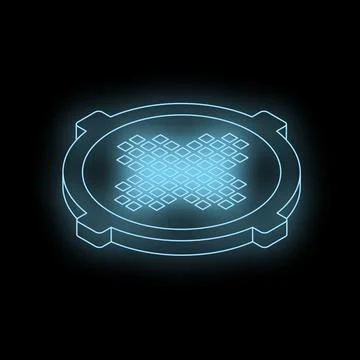 Futuristic glowing microchip showing luminous grid pattern on dark background Illustrazione stock