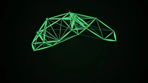 Futuristic glowing neon abstract wireframe geometry loop animation background Stock Footage 344516444