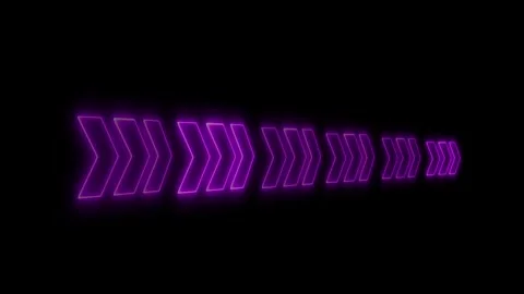 Futuristic glowing neon arrow blinking on dark black background, background.. Stock Footage 247390647