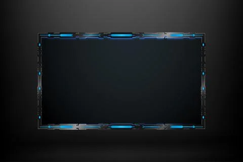 Futuristic glowing neon blue border stream overlay webcam video screen gui .. Stock Illustration