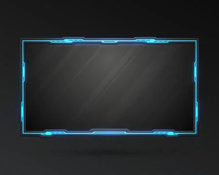 Futuristic glowing neon border stream overlay webcam video screen gui panel Stock Illustration