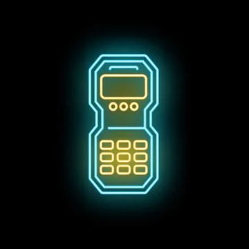 Futuristic glowing neon digital handheld device icon Stock Illustration