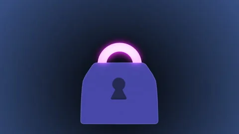 Futuristic Glowing Neon Digital Padlock Animation For Cybersecurity Data Stock Footage 343457896