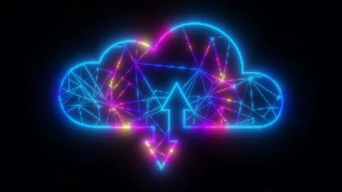 Futuristic Glowing Neon Plexus Wireframe Cloud Computing Concept loop Stock Footage 331532080