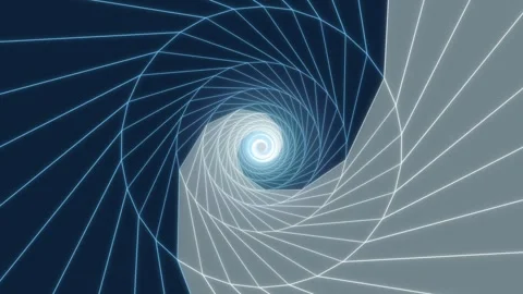 Futuristic glowing neon wireframe vortex tunnel background Stock Footage 336349588