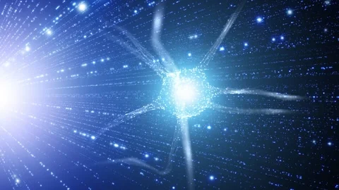 Futuristic glowing nerve cell in artificial intelligence cyber space Stock Footage 341149980
