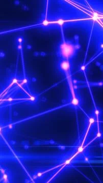 Futuristic glowing network of blue and pink connected points and lines on d.. イラスト素材