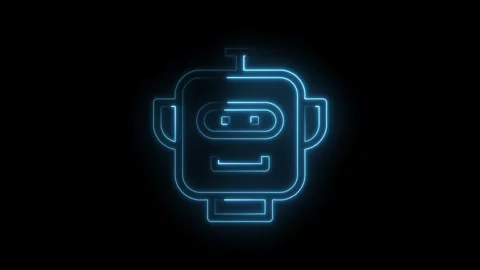 Futuristic glowing outline of robot head on black background animation for .. Stock Footage 314538588