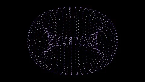 Futuristic glowing particle abstract data visualization on dark screen Stockbeeldmateriaal 342524130