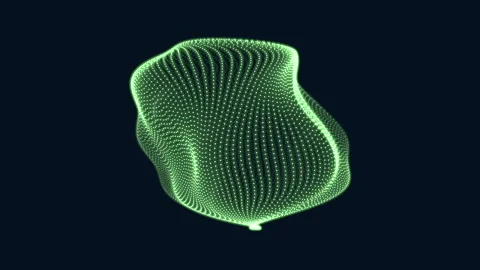 Futuristic glowing particle mesh shape on dark background for science and tech Stock Footage 334139687
