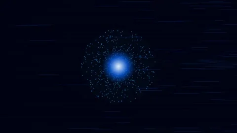 Futuristic Glowing Particle Sphere Core with Horizontal Data Speed Lines Loop Stock-Footage 342300414