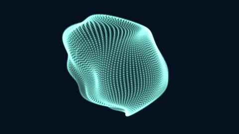 Futuristic glowing particle sphere morphing in dark space, abstract digital data Stock Footage 334139685