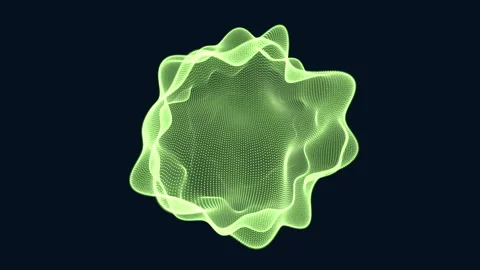 Futuristic glowing particle wave sphere on dark background for technology Stock Footage 334139689