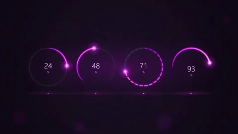 Futuristic Glowing Percentage Loading Circles Animation with Data Vidéo 347869699