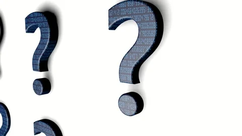 Futuristic glowing question mark with plexus lines connected dots and lines on Stock Footage 304663058