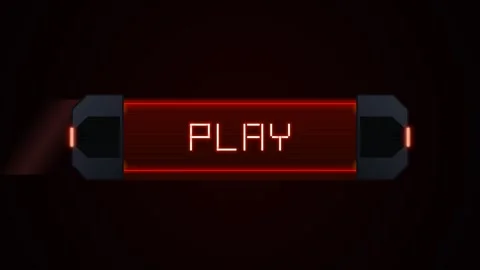 Futuristic Glowing Red Play Button Animation for SciFi Game Interface Stock Footage 336619497