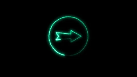 Futuristic glowing right directional neon arrow icon animation 스톡 동영상 320893133