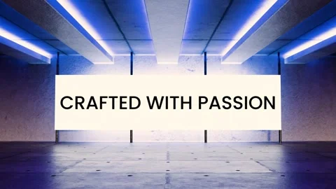 Futuristic glowing screen animation showing “Crafted with Passion” Stock Footage 312544028