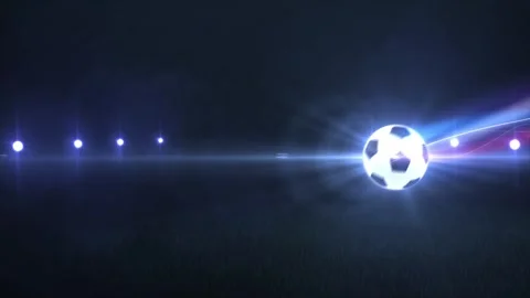 Futuristic Glowing Soccer Ball Logo Reveal with Neon Light Trails, Energy Waves Video stock 345727686