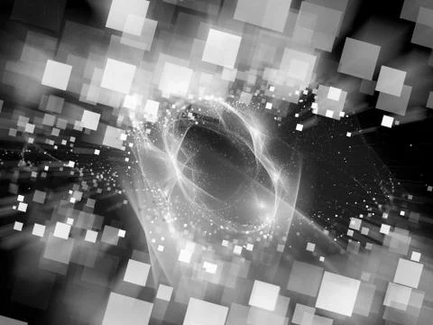 Futuristic glowing space technology black and white intensity map 스톡 일러스트