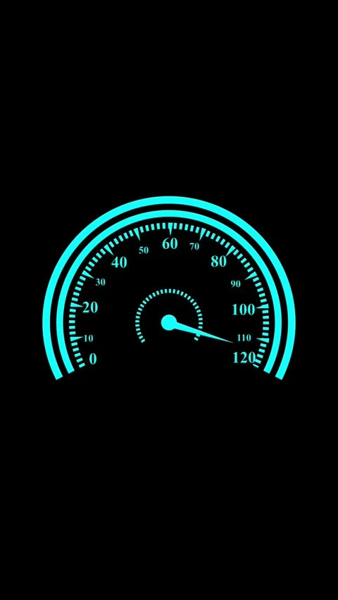 Futuristic glowing speedometer animation showing speed increase from zero t.. Vídeos de archivo 338421654