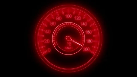 Futuristic Glowing Speedometer Display, Digital Neon Speed Meter, Automotiv.. Video stock 313758529