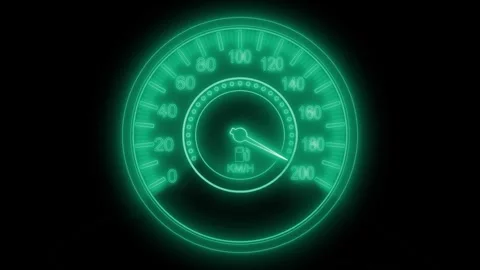 Futuristic Glowing Speedometer Display, Digital Neon Speed Meter, Automotiv.. Stock Footage 313758536
