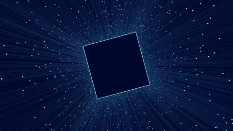 Futuristic glowing square frame with particle streaks, abstract tech background Stock Footage 333188464