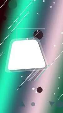 A futuristic glowing square icon floats over a neon geometric backdrop with.. Stock Illustration