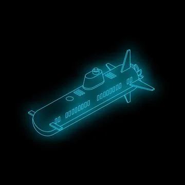 Futuristic glowing submarine exploring deep ocean depths Illustrazione stock
