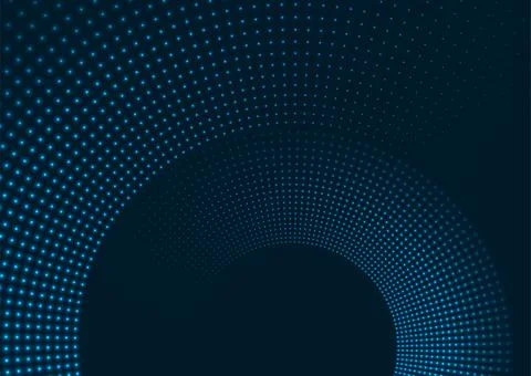 Futuristic glowing tech blue halftones dotted circles abstract background Stock Illustration