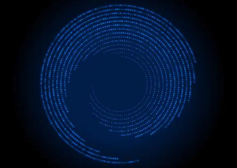 Futuristic glowing tech blue spiral halftones circles abstract background 스톡 일러스트