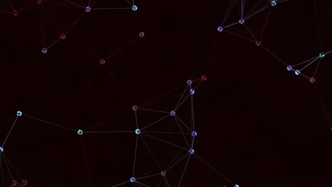 Futuristic glowing technology data grid connecting nodes in abstract darkness Stock Footage 340379696