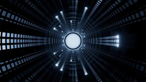 Futuristic glowing tunnel in motion loop animated Stock Footage 332858691