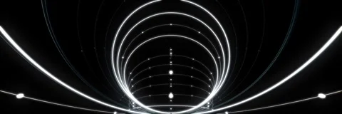 Futuristic Glowing White Concentric Circles Tunnel VJ Loop Stock Footage 340977615