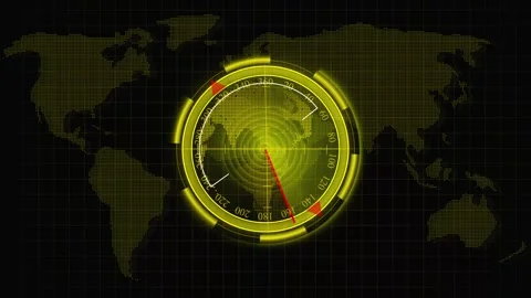 Futuristic glowing world map with compass and data overlay, Animated global.. Stock Footage 332664026