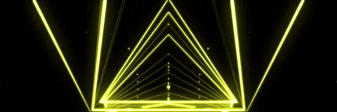 Futuristic Glowing Yellow Triangle Tunnel VJ Loop Видео 340979118