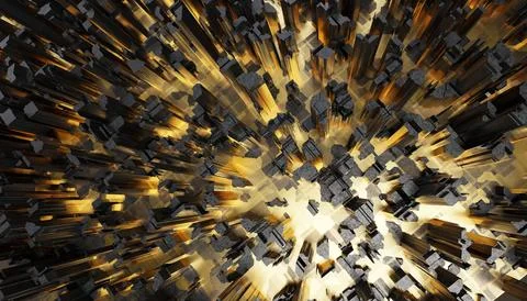 Futuristic Gold and Black element extruded abstract background , 3d rendering Stock Illustration