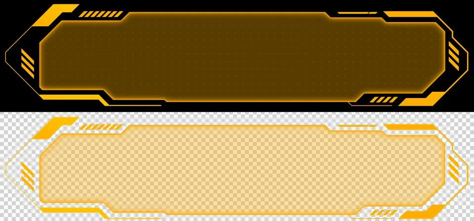 Futuristic Gold Frame Interface with Rounded Rectangular HUD Border and Decorati Stock Illustration