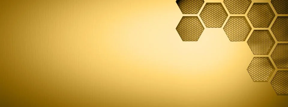 Futuristic gold hexagonal texture background. 3d rendering Stock Illustration