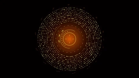 Futuristic Gold HUD Concentric Radar Target Interface Video stock 342300395