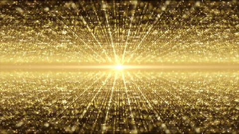 Futuristic Gold Matrix Grid Particles Background Stock Footage 130004141