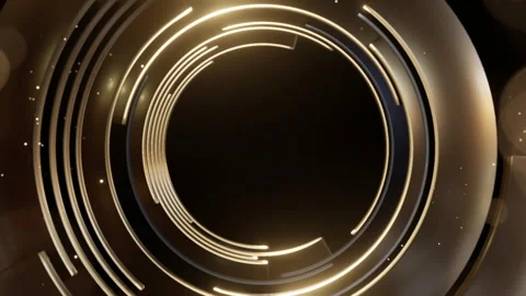 Futuristic Golden Circular Lines on Dark Background Stock Footage 265128186