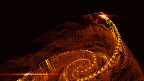 Futuristic Golden Digital Architecture and Tech Network Mesh Loop. 库存影片 346123254