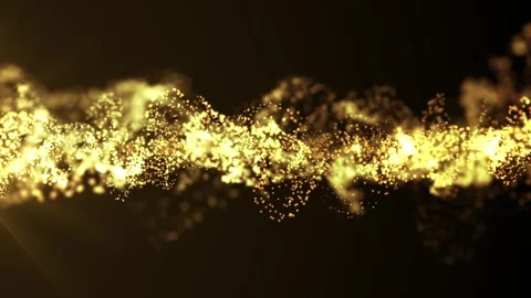 Futuristic golden glittering particles create abstract movement Stock Footage 315601504