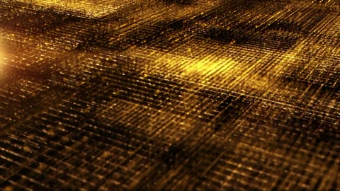 Futuristic Golden Matrix Grid Particles Background Stock Footage 168160933