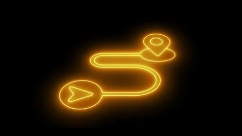 Futuristic GPS Navigation Map with Green Neon Route, Red Checkpoints, and S.. Stock Footage 309041432