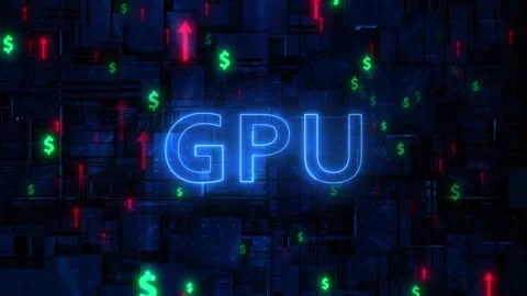 Futuristic GPU Processing Background with Floating Dollar Signs &amp; Arrows Stock Footage 331294520
